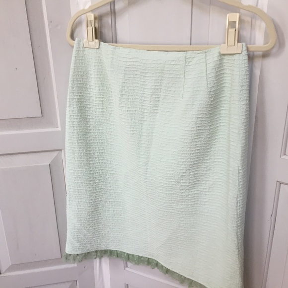 Rickie Freeman Teri John Pastel Green Textured Skirt - Picture 8 of 16